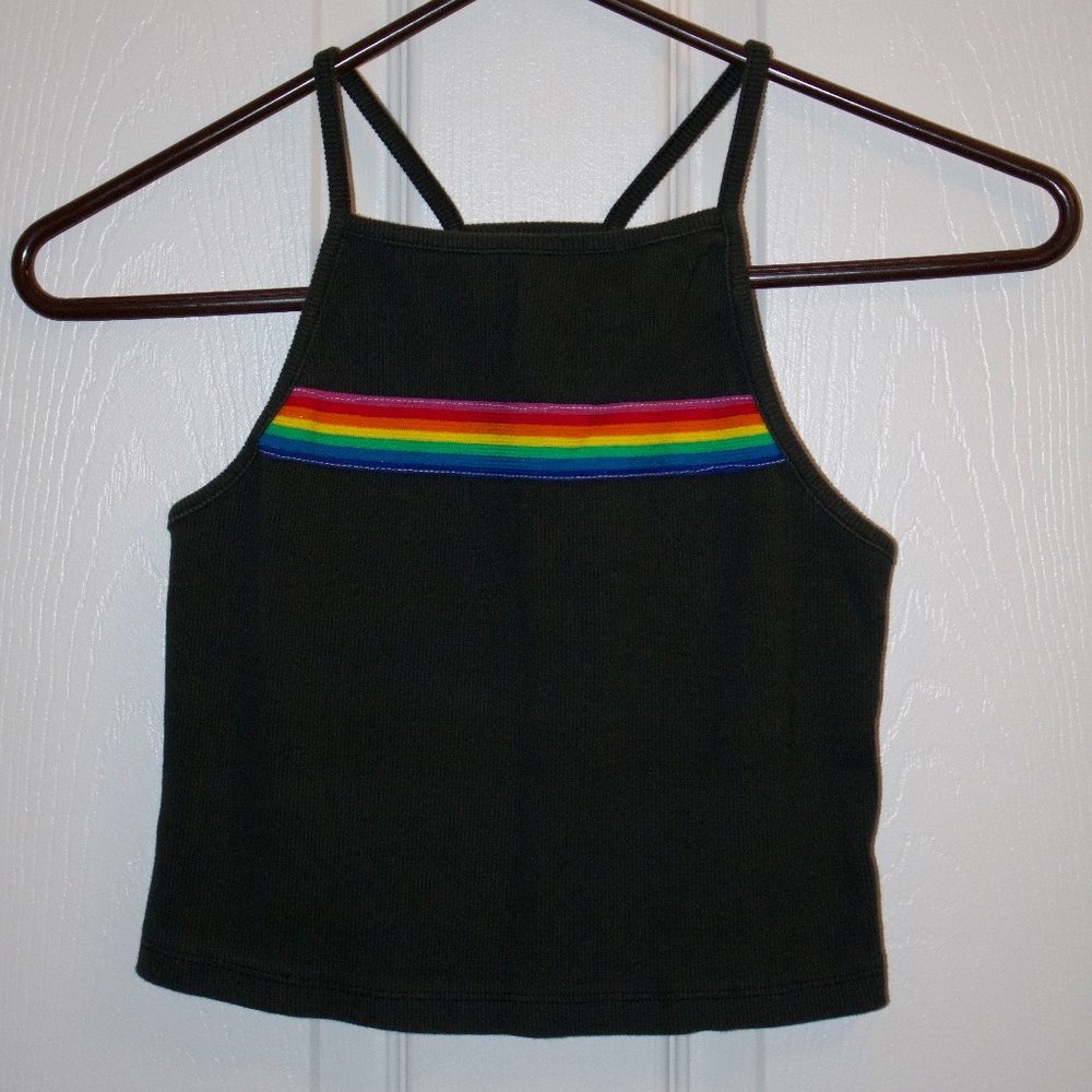 green // rainbow tank top